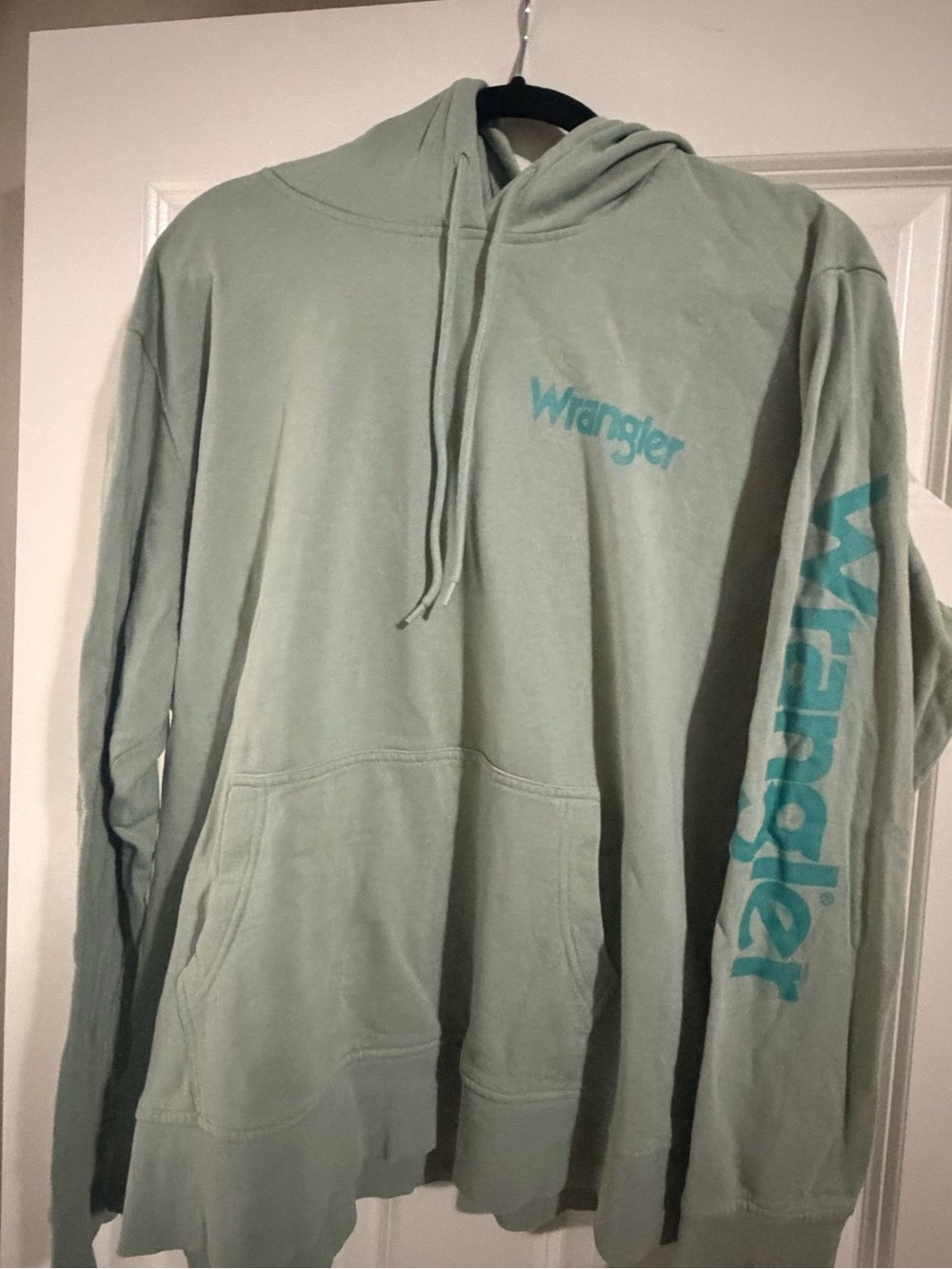 Wrangler Sage Green Pullover Hoodie with Script Logo